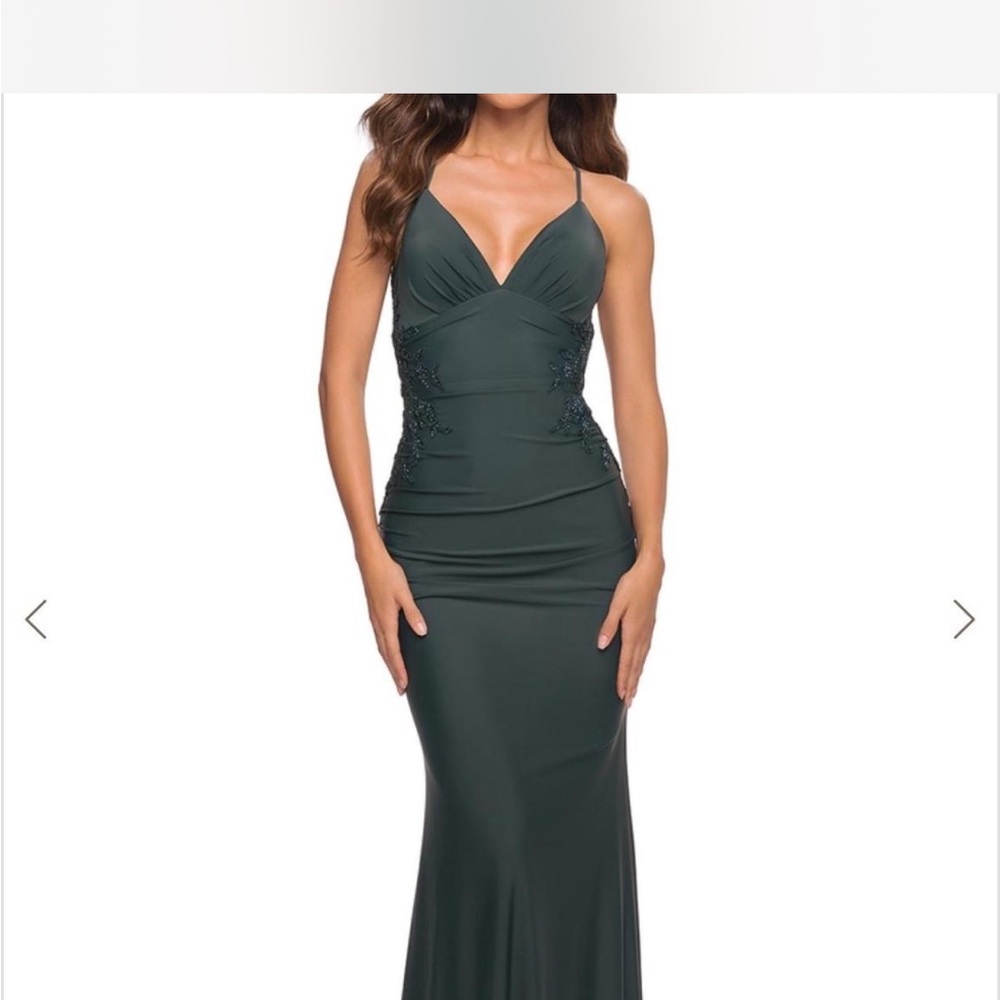 La femme dark green prom dress